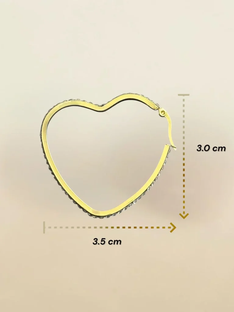 Argollas Con Circonitas Blancas en forma de Corazón