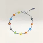 Pulseras con Margaritas de 6 Pétalos Plateado