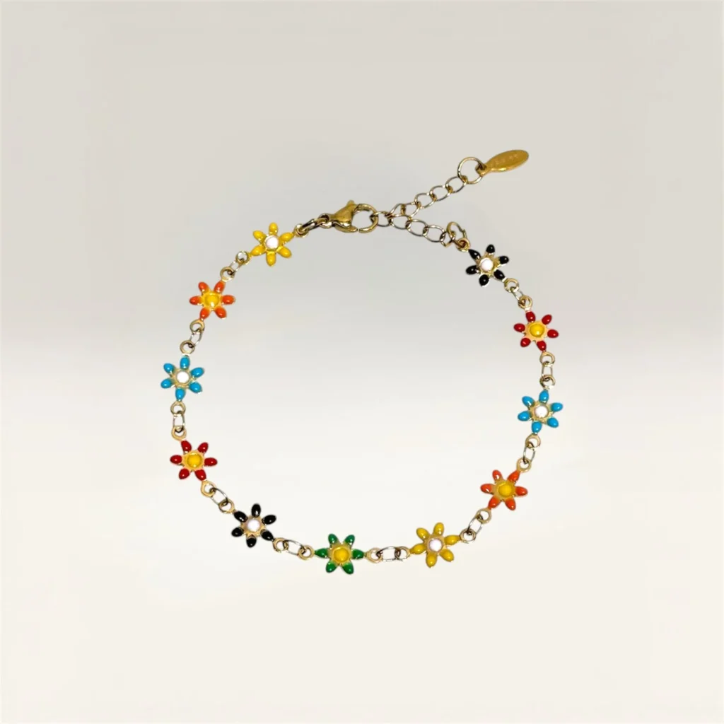 Pulseras con Margaritas de 6 Pétalos Dorada