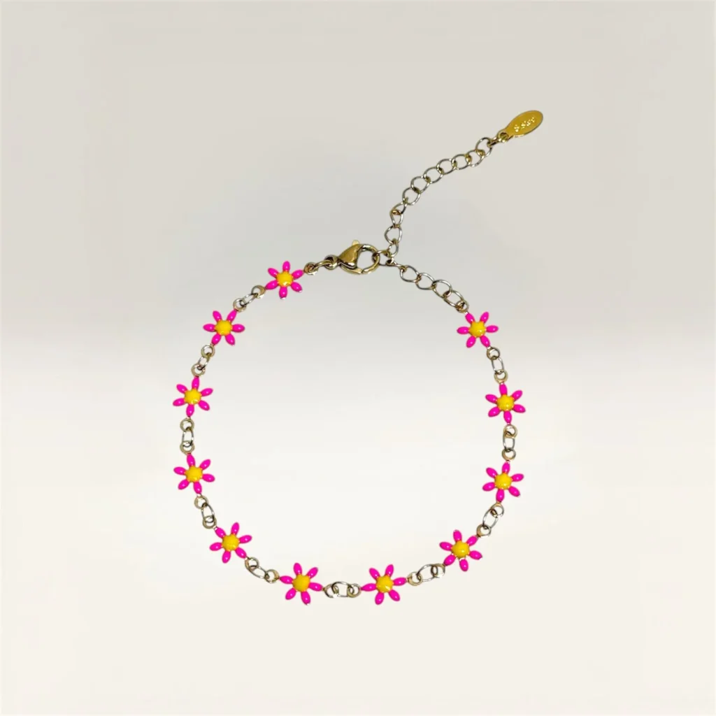 Pulseras con Margaritas de 6 Pétalos Dorada