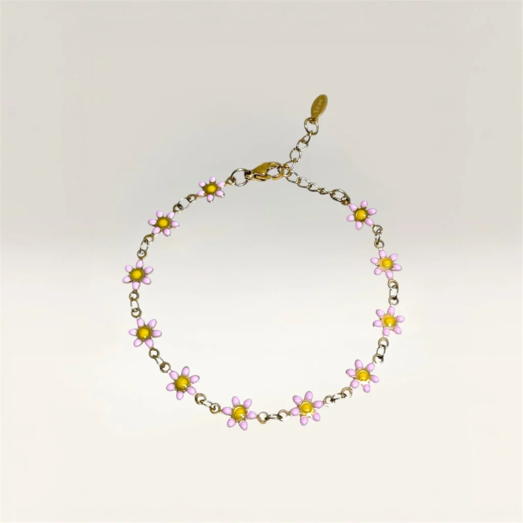 Pulseras con Margaritas de 6 Pétalos Dorada