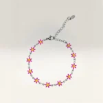 Pulseras con Margaritas de 6 Pétalos Plateado