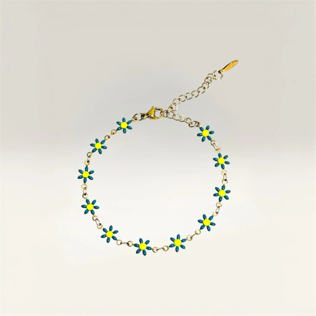 Pulseras con Margaritas de 6 Pétalos Dorada