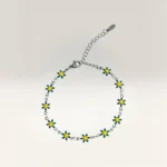 Pulseras con Margaritas de 6 Pétalos Plateado