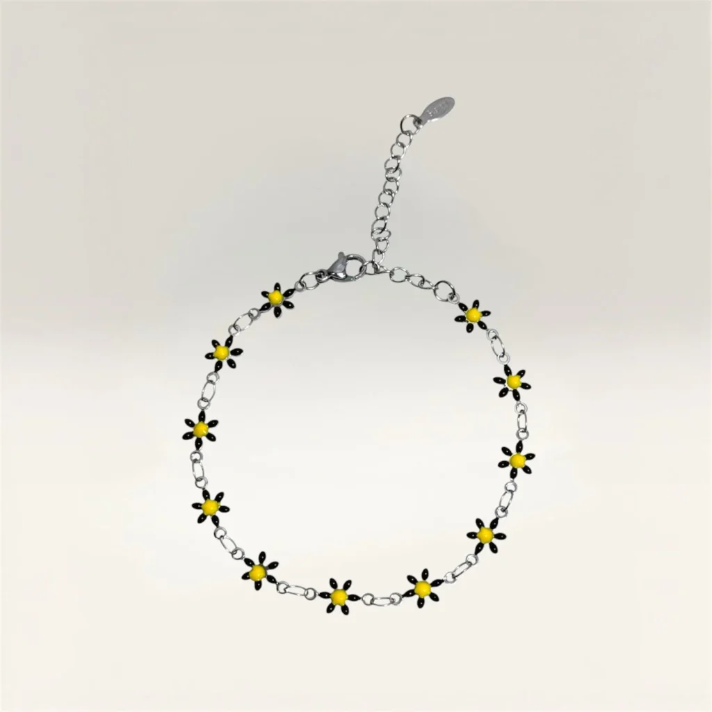 Pulseras con Margaritas de 6 Pétalos Plateado