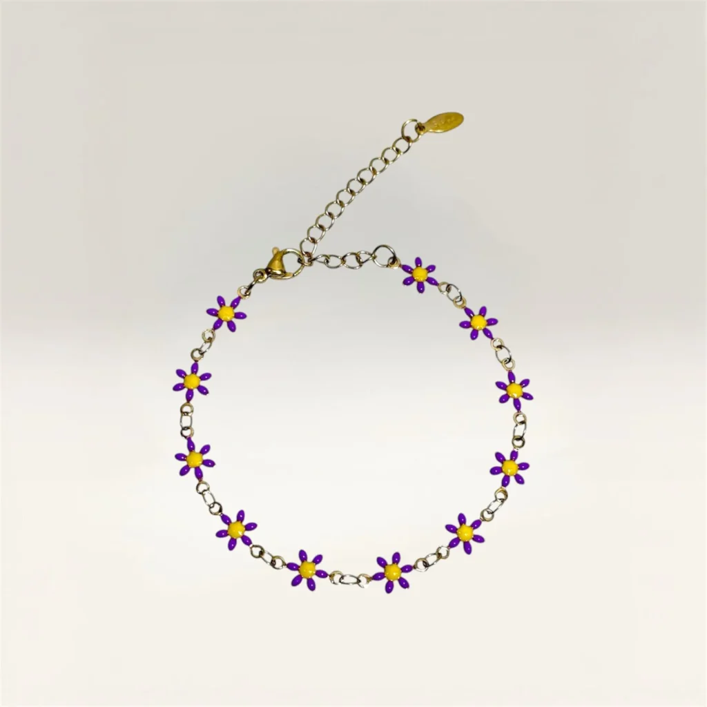 Pulseras con Margaritas de 6 Pétalos Dorada