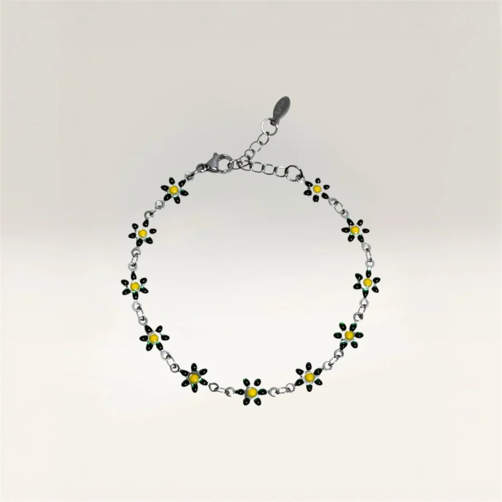 Pulseras con Margaritas de 6 Pétalos Plateado