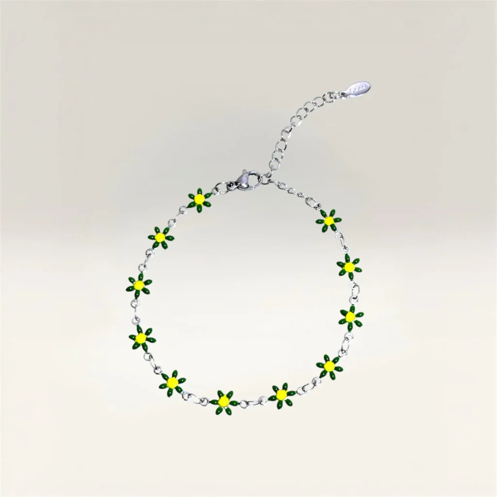 Pulseras con Margaritas de 6 Pétalos Plateado