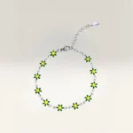 Pulseras con Margaritas de 6 Pétalos Plateado