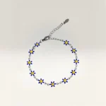 Pulseras con Margaritas de 6 Pétalos Plateado