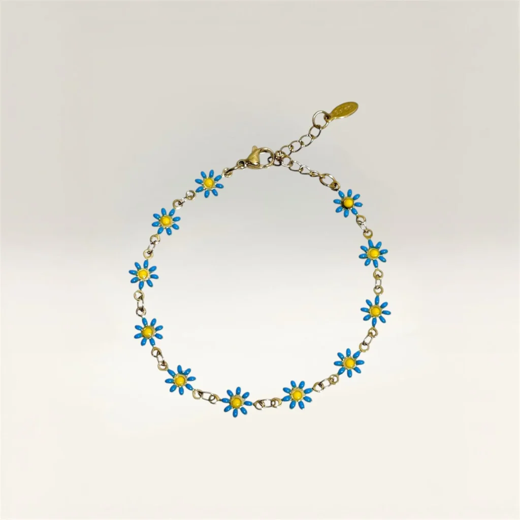 Pulseras con Margaritas de 6 Pétalos Dorada