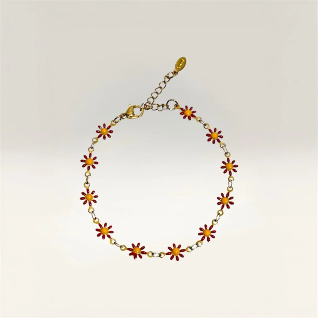 Pulseras con Margaritas de 6 Pétalos Dorada