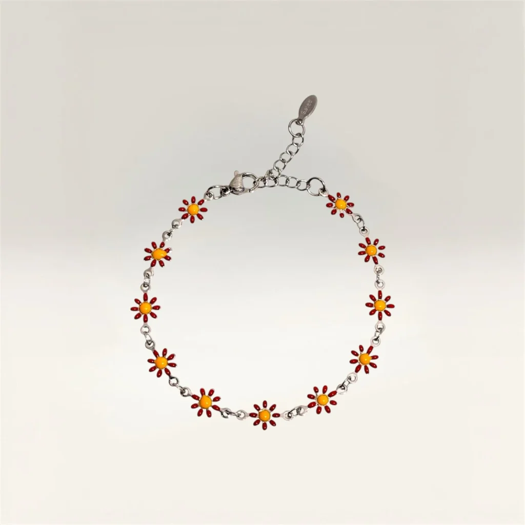 Pulseras con Margaritas de 6 Pétalos Plateado