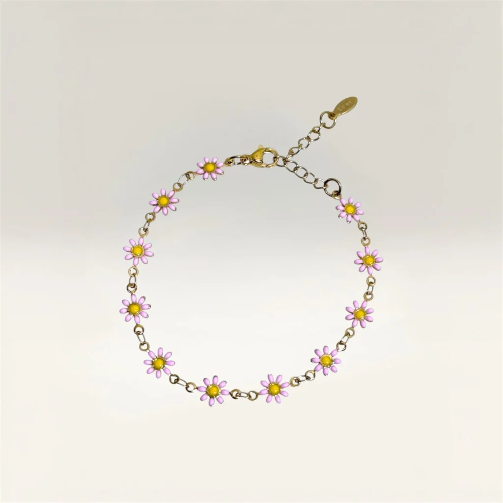 Pulseras con Margaritas de 6 Pétalos Dorada