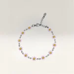 Pulseras con Margaritas de 6 Pétalos Plateado