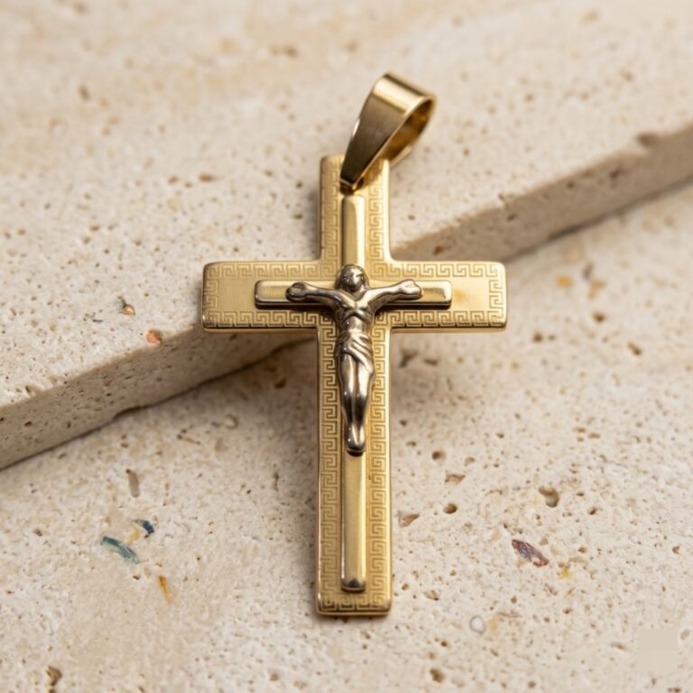 Cruz Dorada Con imagen de Cristo