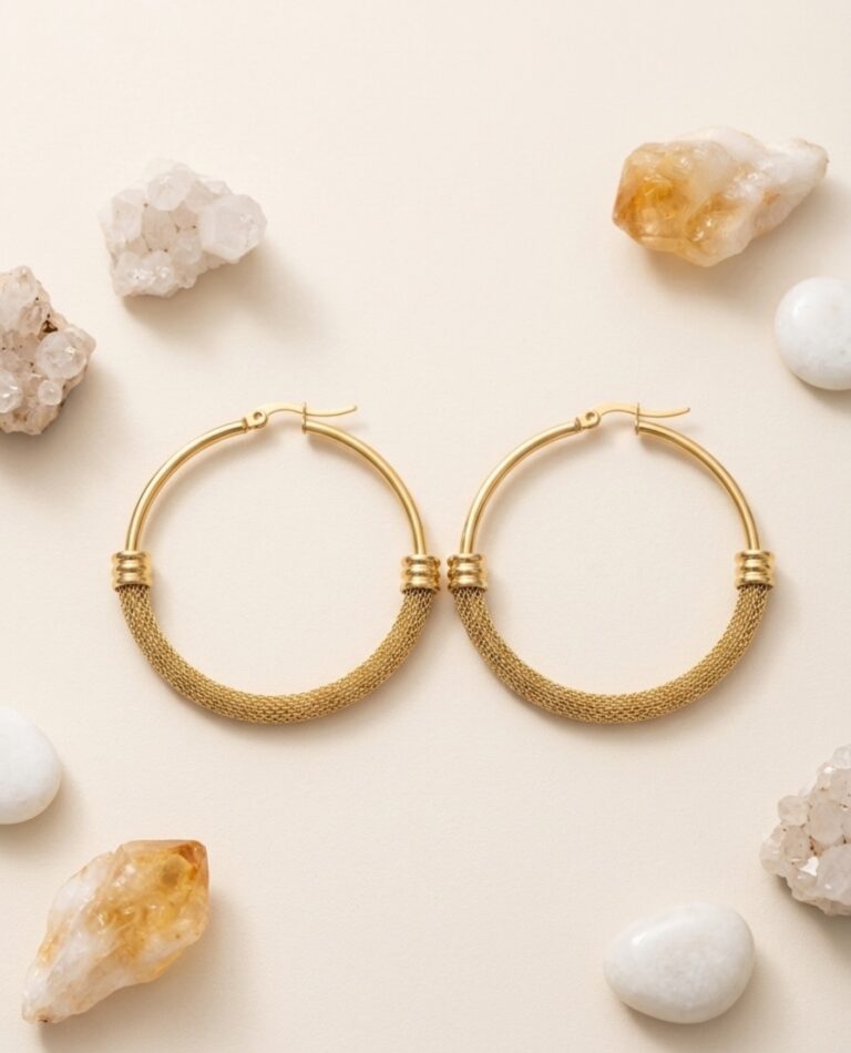 Argollas de Aro Redondas Con Detalle Trenzado