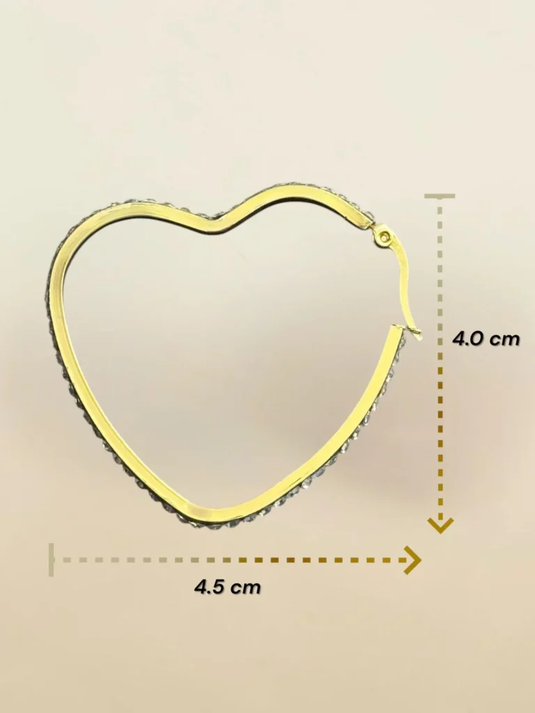 Argollas Con Circonitas Blancas en forma de Corazón