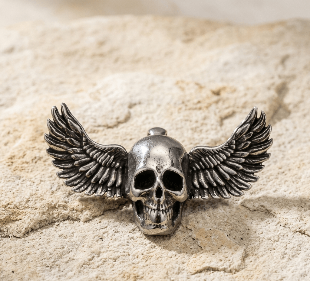 Colgante Biker Calavera Con Alas Extendidas