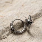 Aros De Argolla Con Calavera Estilo Punk Gótico