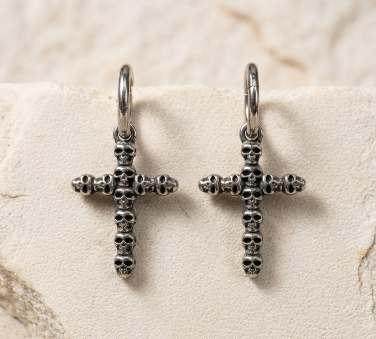 Pendientes de Aro con Cruz de Calaveras