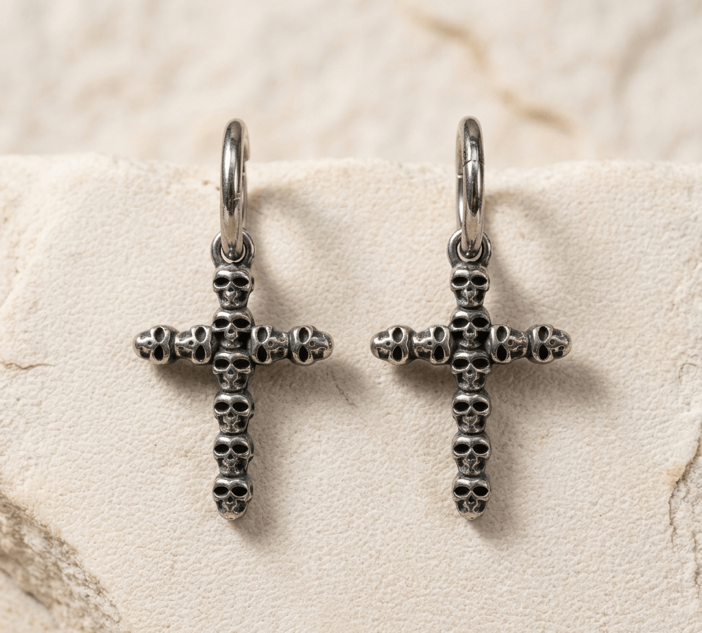 Pendientes de Aro con Cruz de Calaveras
