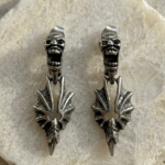 Pendientes Colgantes de Calavera y Alas de Murciélago