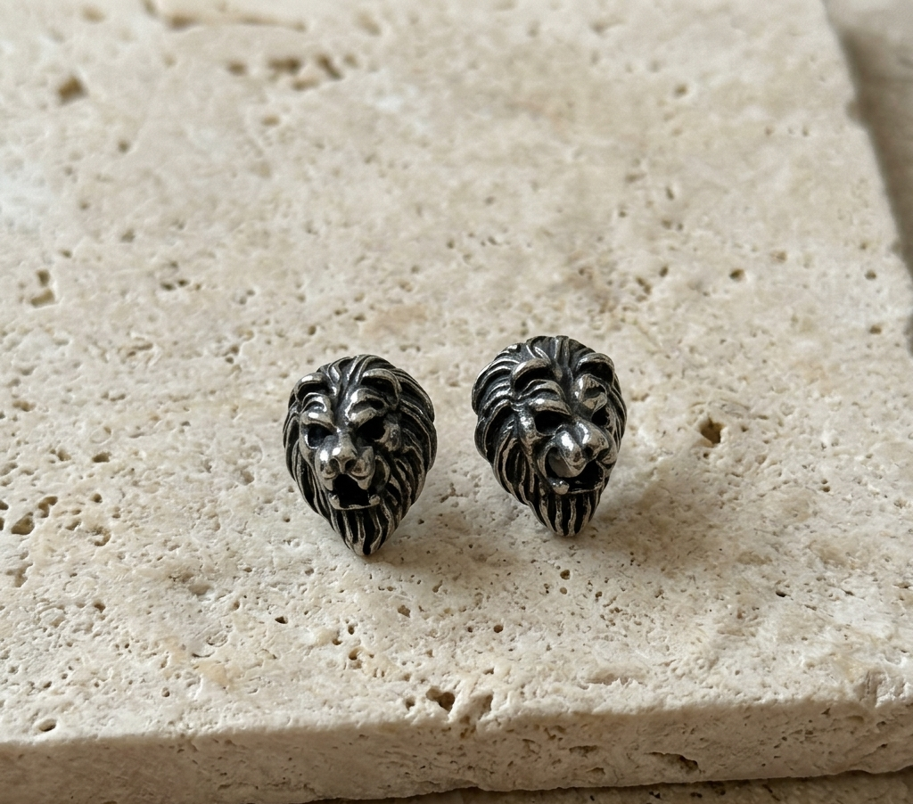 Pendientes de Botón León Imperial