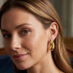 Aros Gota Doble Dorados Estilo Chunky Minimalista