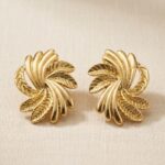 Aretes de Espiral con Hojas Texturizadas