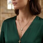 Collar Rosario en Rodio con Medalla de la Virgen de Guadalupe y Crucifijo