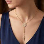Collar Rosario de Rodio con Medalla Virgen de Guadalupe y Cruz