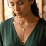 Collar Rosario en Rodio con Medalla de la Virgen de Guadalupe
