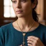 Rosario de Collar en Rodio con Medalla de San Benito y Cruz Estilizada