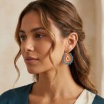 Aros Artesanales Miyuki en Tono Turquesa y Naranja