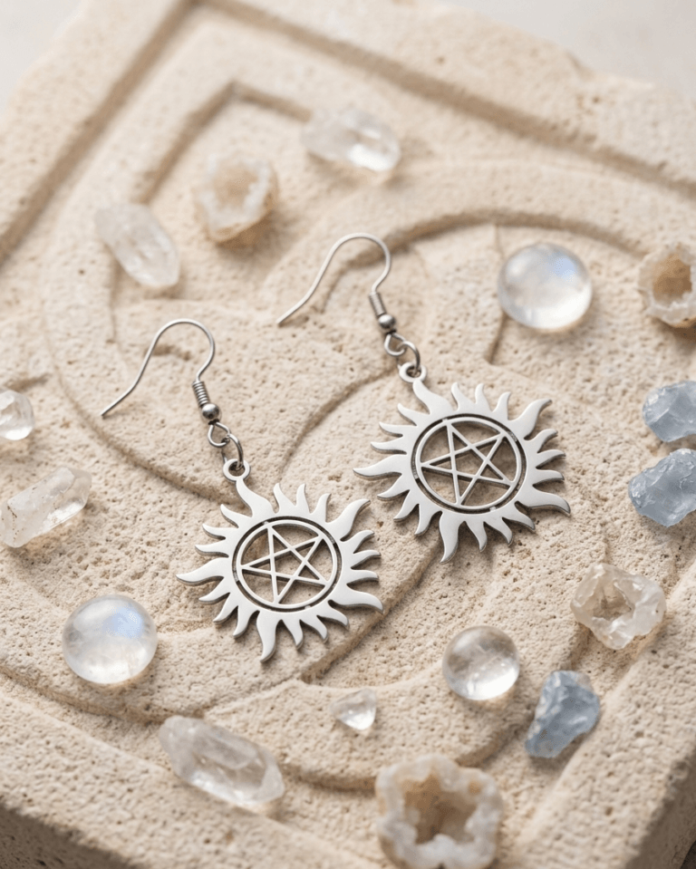 Aros Colgantes Pentagrama flamígero