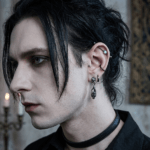 Aros Colgantes Punk Rock de Calaveras en Llamas con Cristales