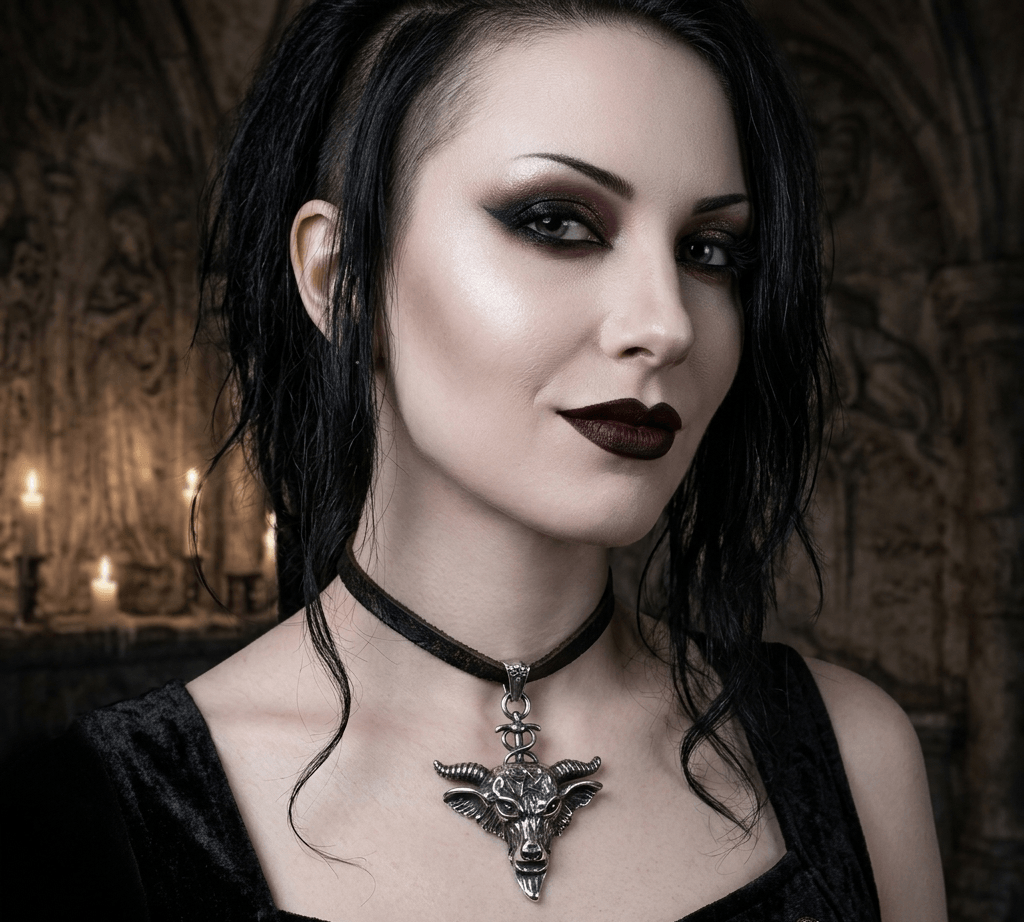 Colgante Baphomet – Pentagrama y Cabeza de Cabra Gótica