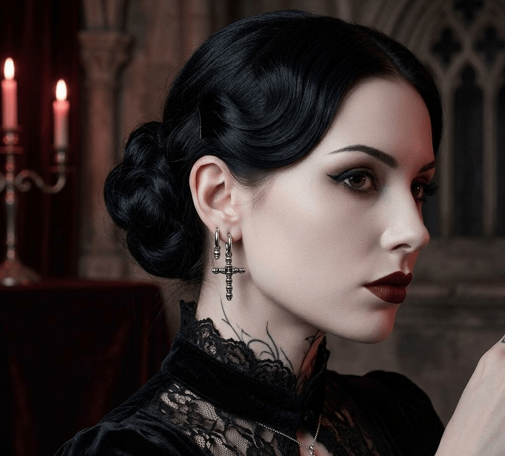 Pendientes de Aro con Cruz de Calaveras