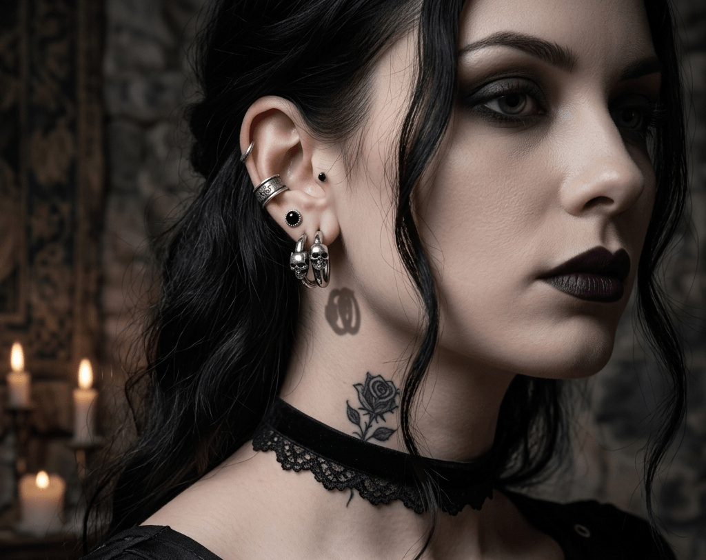 Aros De Argolla Con Calavera Estilo Punk Gótico