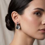 Pendientes Colgantes Plateado con Círculos de Nácar
