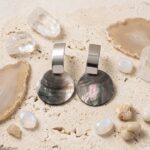 Pendientes Colgantes Plateado con Círculos de Nácar