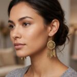 Aros Colgantes Atrapasueños de Plumas en Filigrana Estilo Bohemio Chic