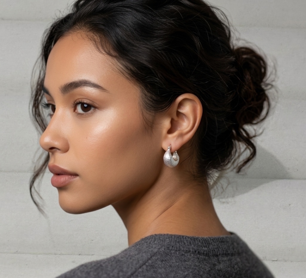 Aros Argollas Chunky con Textura Satinada Diamantada