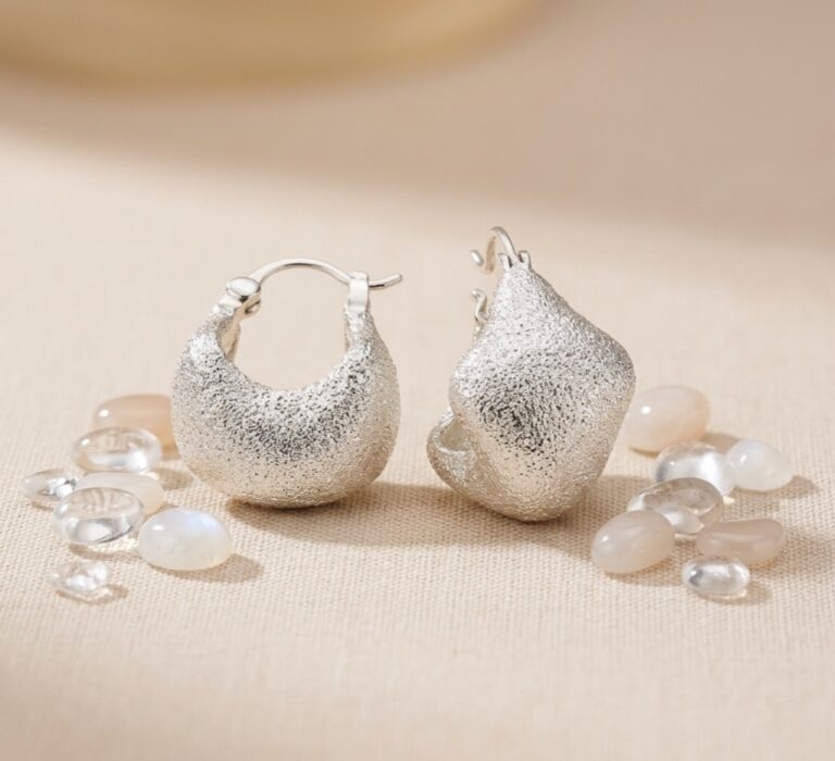 Aros Argollas Chunky con Textura Satinada Diamantada