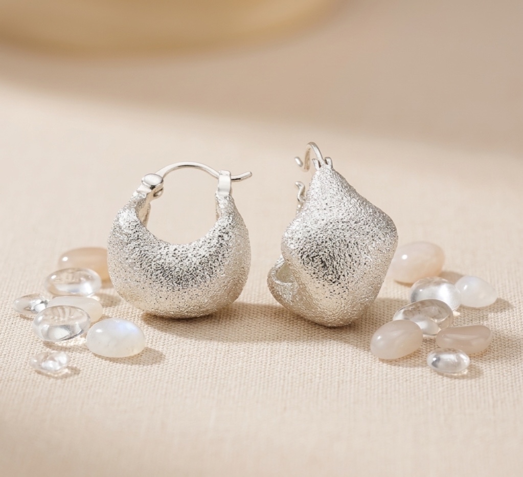 Aros Argollas Chunky con Textura Satinada Diamantada