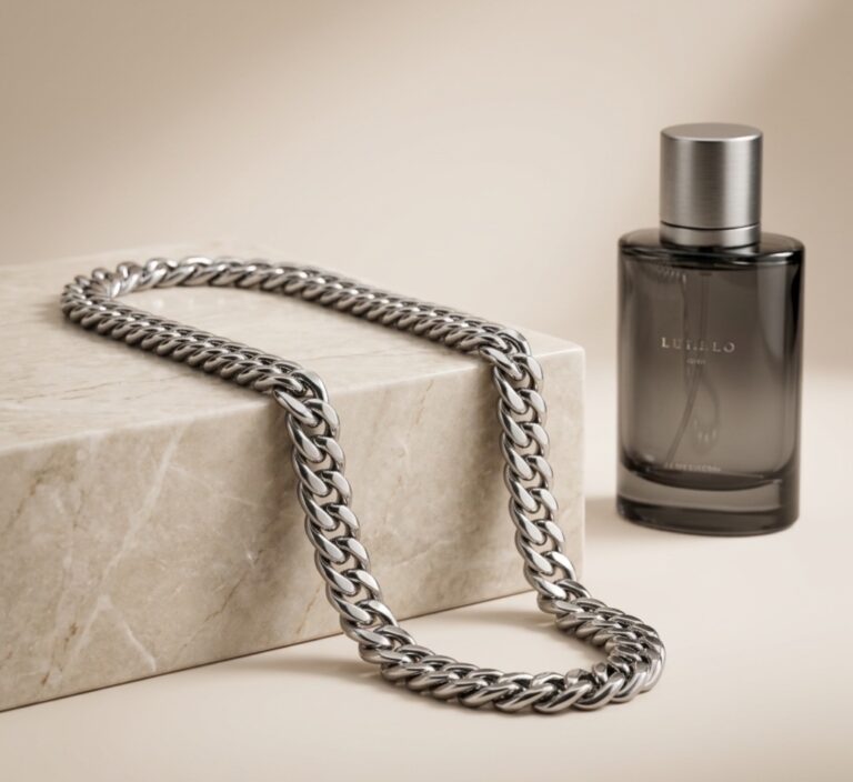 Cadena de Eslabones Estilo Cubano (Silver Glow)