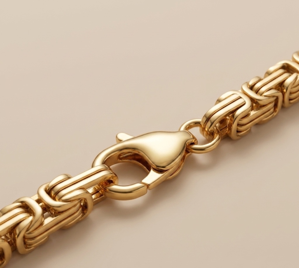 Set de Cadena y Pulsera Dorado para Hombre Tejido Bizantino (Camino del Inca)