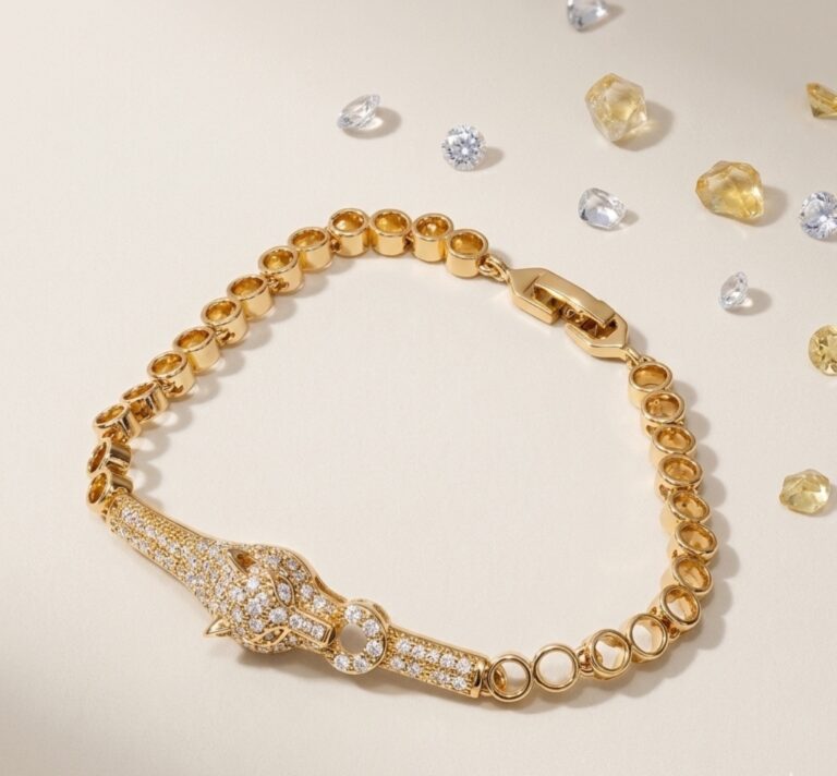 Pulsera Pantera de Lujo de Rodio con Cristales