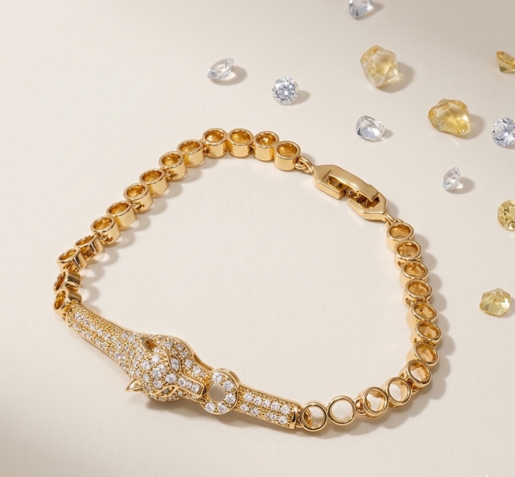 Pulsera Pantera de Lujo de Rodio con Cristales